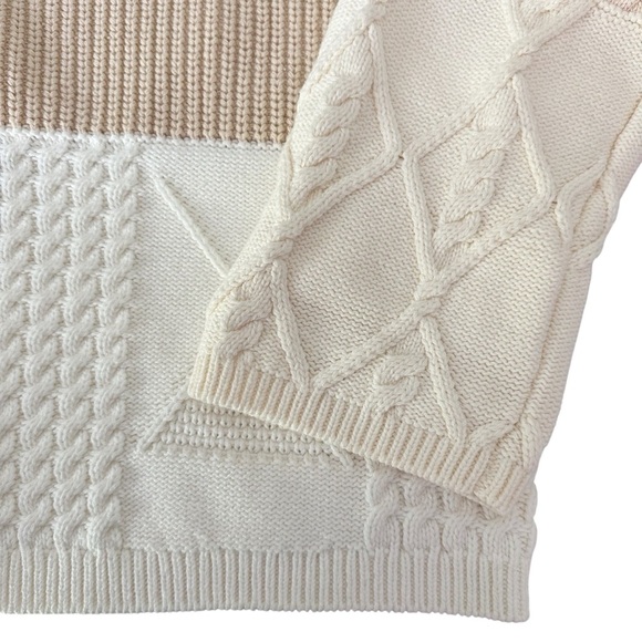 Rails Reese Cream Patchwork Mixed Cable Knit Oversized Cardigan Size L - Picture 8 of 16